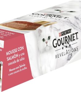 Gourmet Purina Revelations Mousse mit Sauce, Nassfutter für Katzen, Lachs, 6 Packungen mit 4 Pyramiden, 57 g - 24 Stück